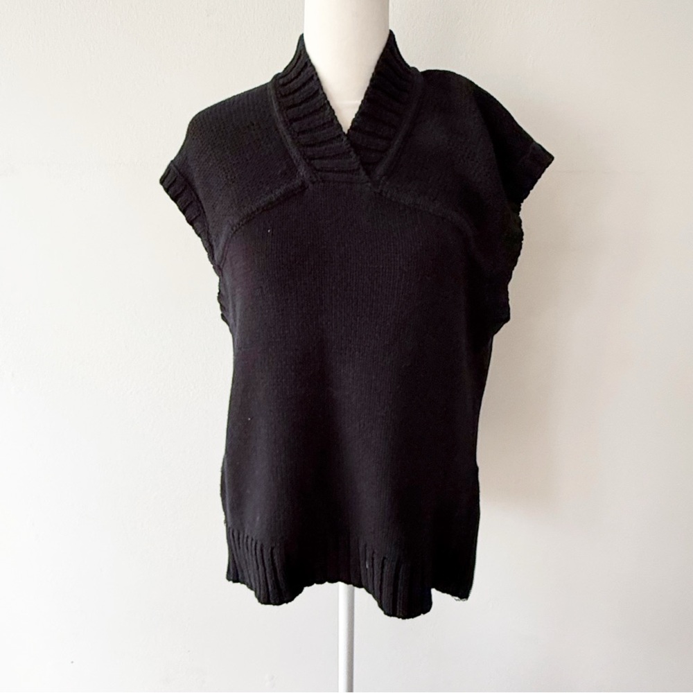 White + Warren Women Thick Sweater Vest XS Black Classic Indie Elevated Basic